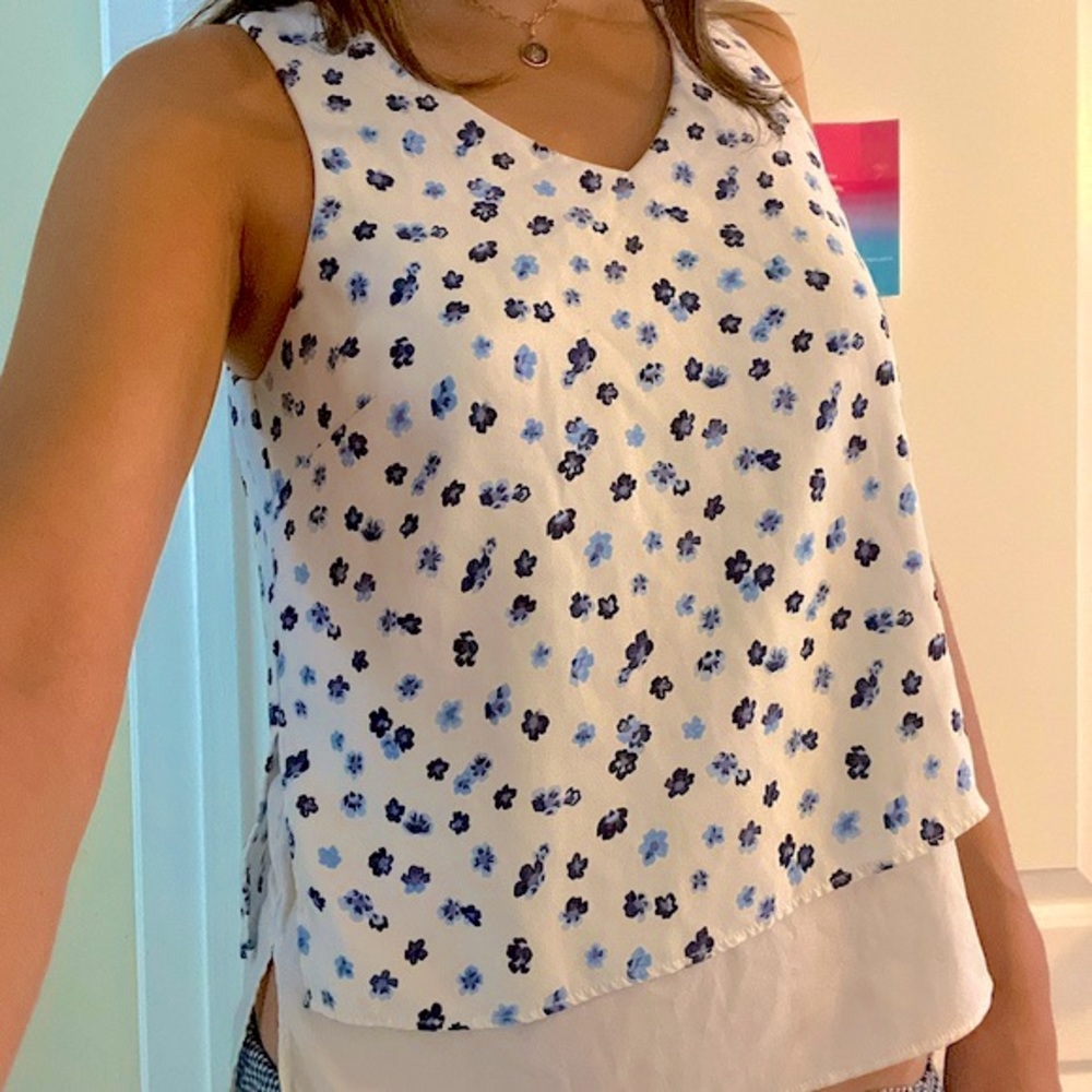 Banana Republic Factory | White & Blue Floral Layered Tank